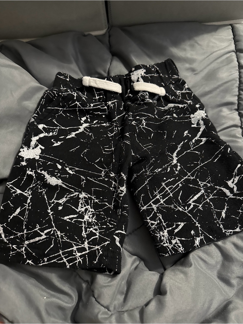 Kids Black Splatter Print Drawstring Shorts
